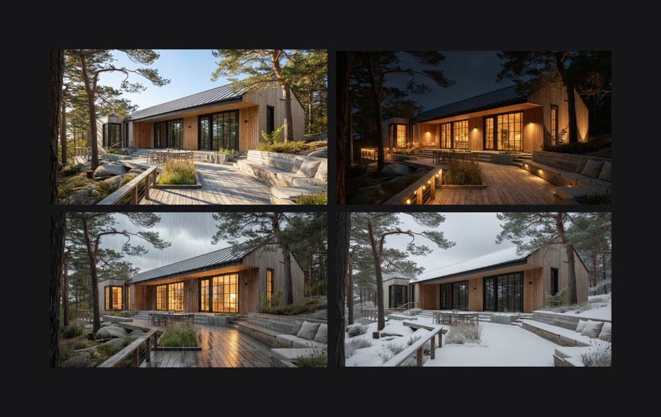 AI-generated residential architecture exteriors