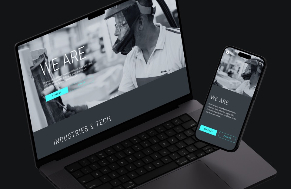 Website shown on a laptop and phone